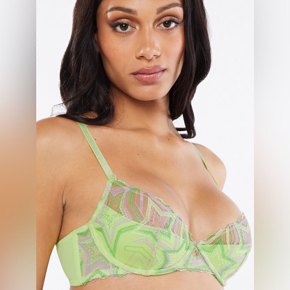 Fenty Shining Star Embroidered Half Cup Plunge Bra